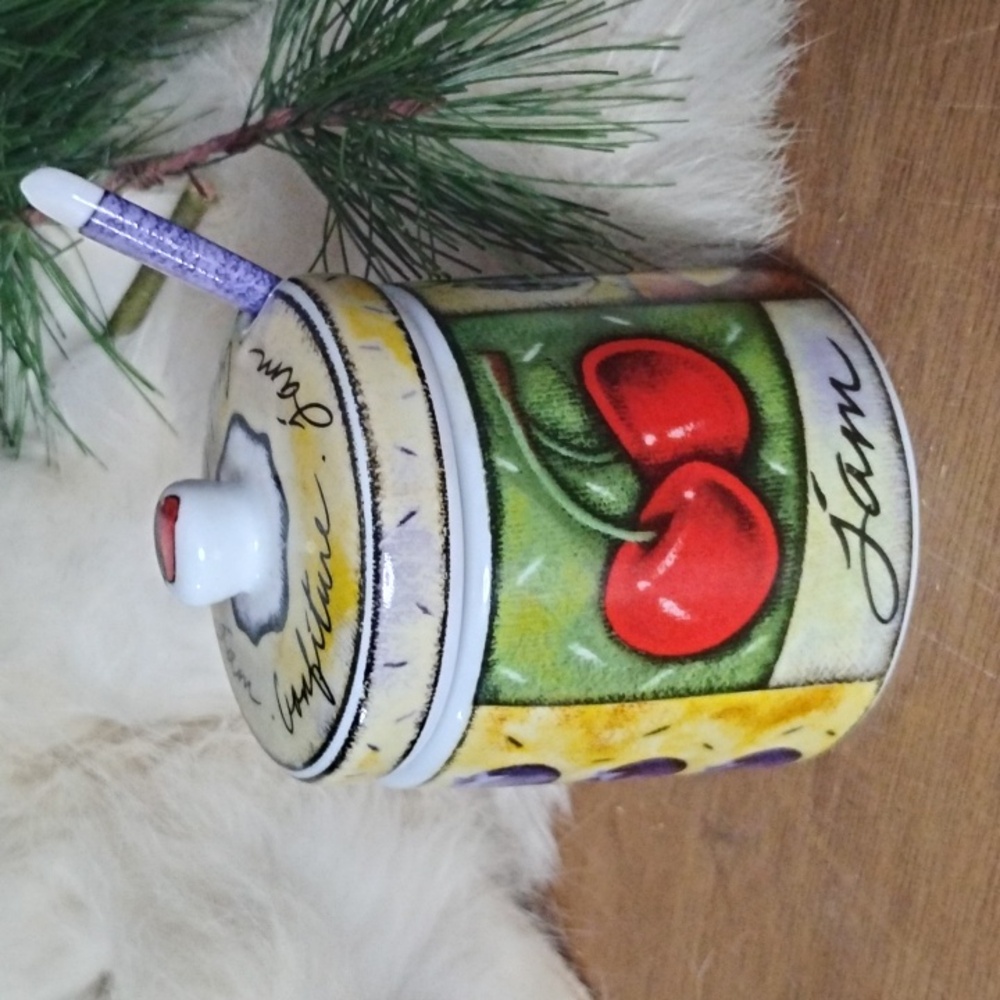 MSC Colorful Ceramic Jam Jar With Lid And Spoon